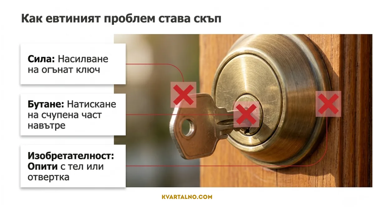 Инфографика как евтиният проблем с ключ или брава става скъп при насилване и подръчни опити