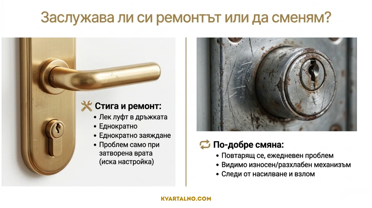 Инфографика кога е достатъчен ремонт и кога е по-добра смяна на брава